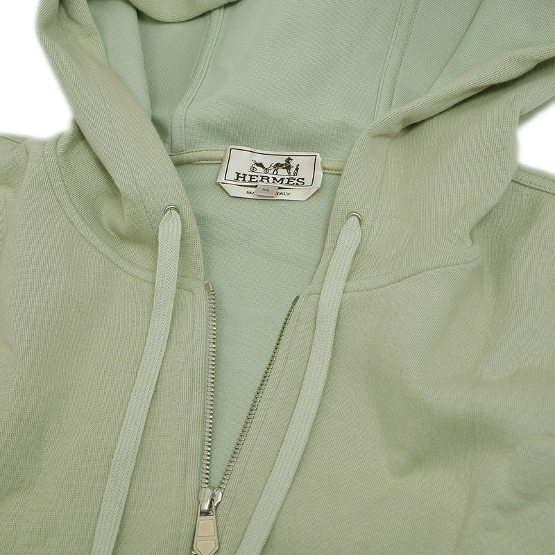 フーデッド ジップアップパーカー ナイロン混 グリーン メンズ XLサイズ パーカー