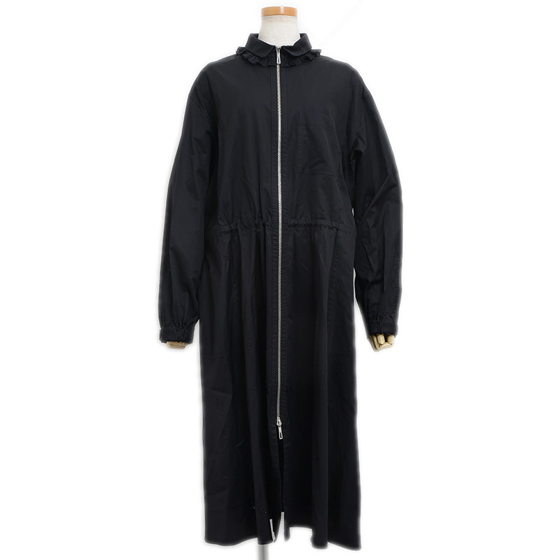 ロングフレア ゴムドレス ワンピース ドローストリング ブラック 4H0571 40サイズ ワンピース