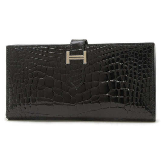 ベアンスフレ アリゲーターリセ ブラック シルバー金具 Y刻印 長財布