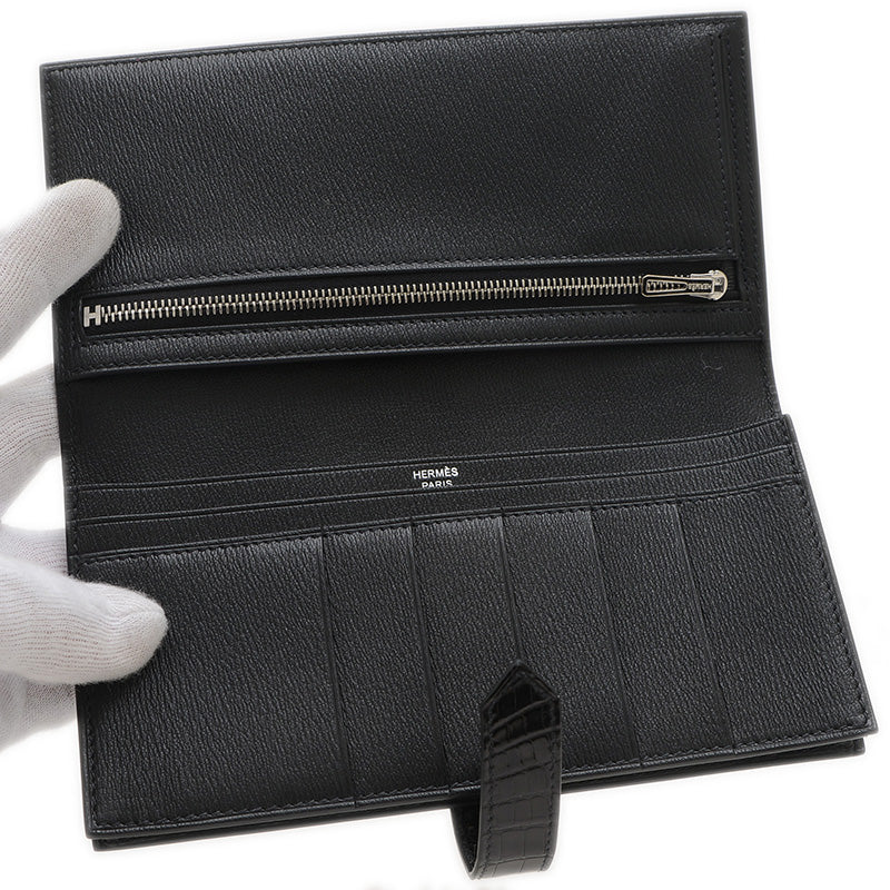 ベアンスフレ アリゲーターリセ ブラック シルバー金具 Y刻印 長財布