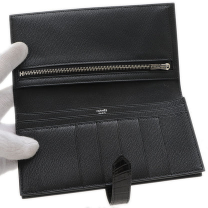 ベアンスフレ アリゲーターリセ ブラック シルバー金具 Y刻印 長財布