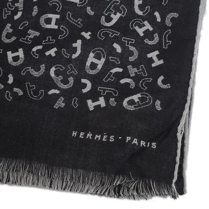 リバーシブルマフラー マイヨン アン キット カシミヤ混 ブラック/グリフランネル マフラー