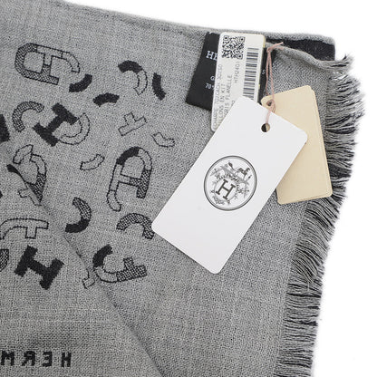 リバーシブルマフラー マイヨン アン キット カシミヤ混 ブラック/グリフランネル マフラー