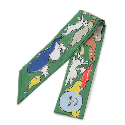 ツイリー 千と一のうさぎ Mille et Un Lapins シルク エメラルド/ジョーヌ/ルージュ スカーフ