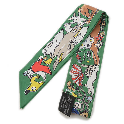 ツイリー 千と一のうさぎ Mille et Un Lapins シルク エメラルド/ジョーヌ/ルージュ スカーフ