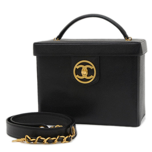 ココマーク バニティバッグ キャビアスキン ブラック A01999 バニティバッグ