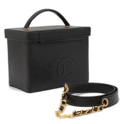 ココマーク バニティバッグ キャビアスキン ブラック A01999 バニティバッグ