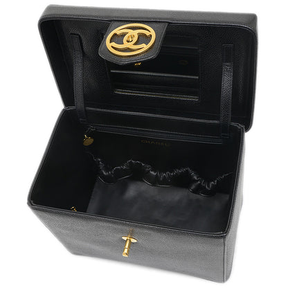 ココマーク バニティバッグ キャビアスキン ブラック A01999 バニティバッグ