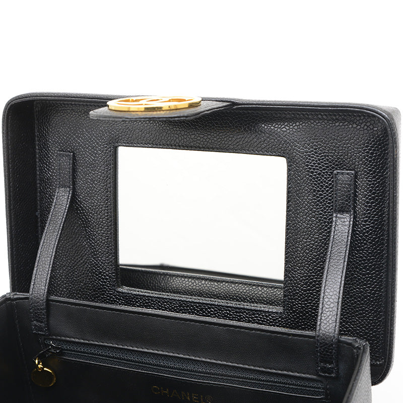 ココマーク バニティバッグ キャビアスキン ブラック A01999 バニティバッグ