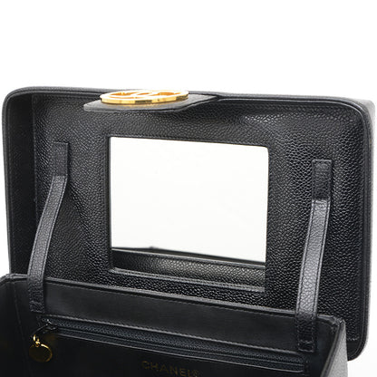 ココマーク バニティバッグ キャビアスキン ブラック A01999 バニティバッグ