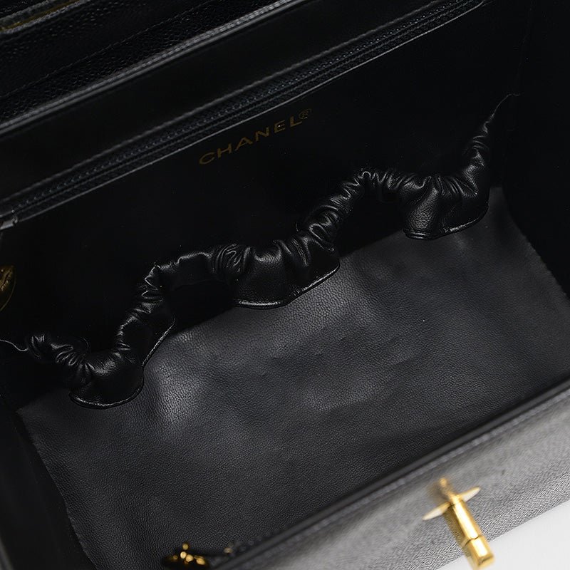 ココマーク バニティバッグ キャビアスキン ブラック A01999 バニティバッグ