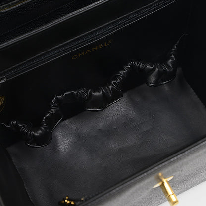 ココマーク バニティバッグ キャビアスキン ブラック A01999 バニティバッグ