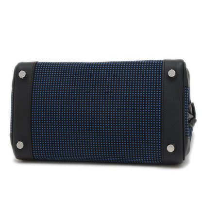 バーキン25 スイフト/トワルキャドリーユ ブラック/ブルーエジェ シルバー金具 W刻印 ハンドバッグ