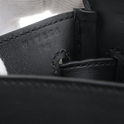 バーキン25 スイフト/トワルキャドリーユ ブラック/ブルーエジェ シルバー金具 W刻印 ハンドバッグ