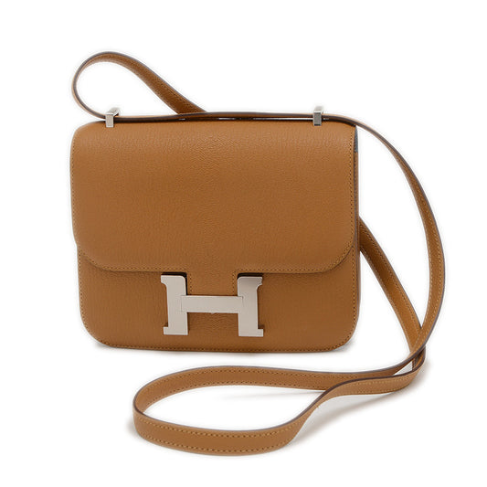 コンスタンス ミニ 18 ミロワール ヴェルソ シェーブル セサミ シルバー金具 W刻印 ショルダーバッグ