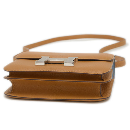 コンスタンス ミニ 18 ミロワール ヴェルソ シェーブル セサミ シルバー金具 W刻印 ショルダーバッグ