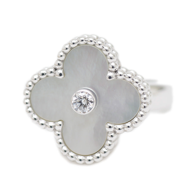 ヴィンテージアルハンブラ リング K18WG/ダイヤ/マザーオブパール VCARF48946 #46 リング・指輪