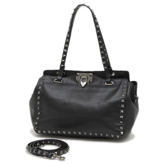 ガラヴァーニ ロックスタッズ 2WAYバッグ レザー ブラック トートバッグ