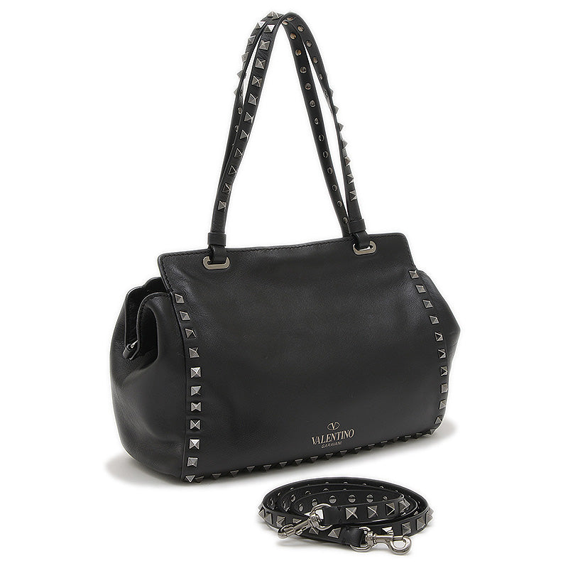 ガラヴァーニ ロックスタッズ 2WAYバッグ レザー ブラック トートバッグ