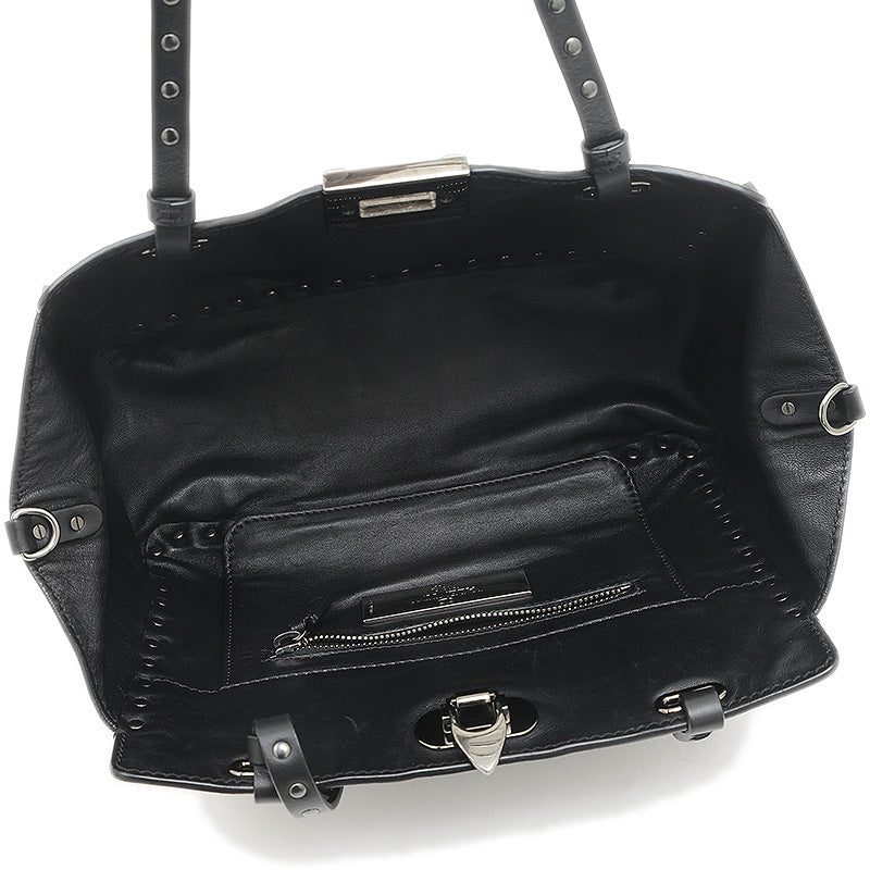 ガラヴァーニ ロックスタッズ 2WAYバッグ レザー ブラック トートバッグ