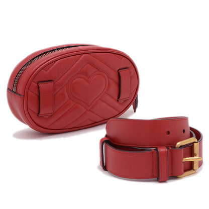 GGマーモント キルティング ウエストバッグ レザー レッド 476434 ウエストバッグ