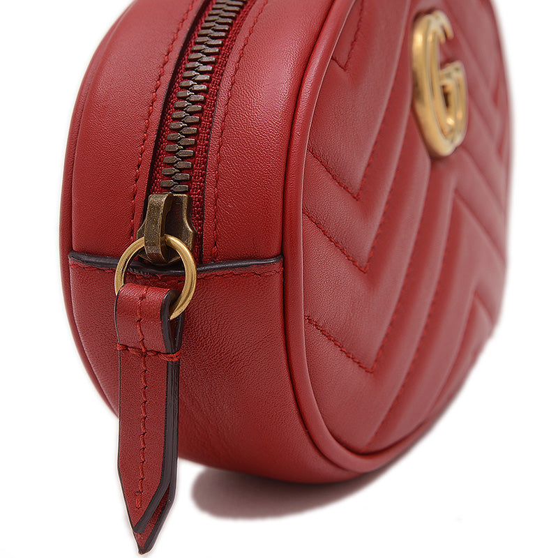 GGマーモント キルティング ウエストバッグ レザー レッド 476434 ウエストバッグ