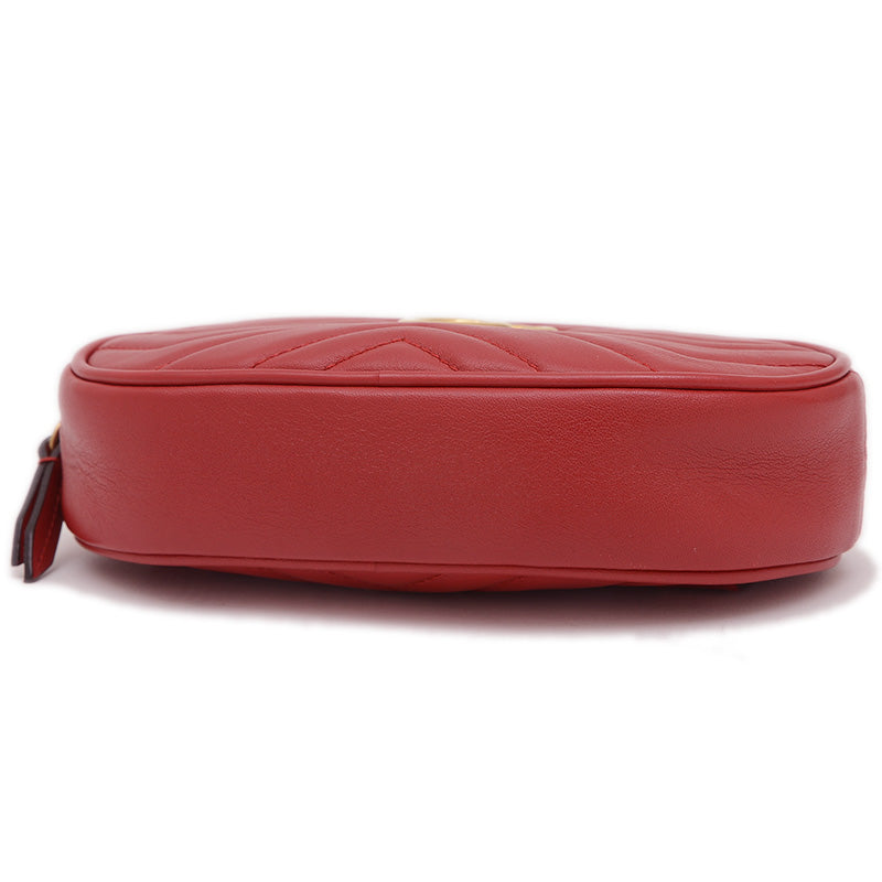 GGマーモント キルティング ウエストバッグ レザー レッド 476434 ウエストバッグ