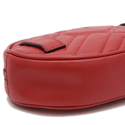 GGマーモント キルティング ウエストバッグ レザー レッド 476434 ウエストバッグ