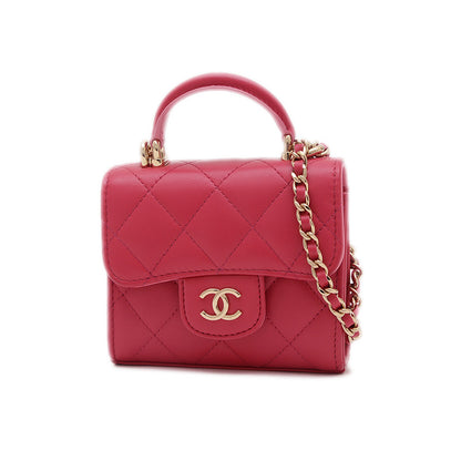 マトラッセ チェーンクラッチ ラムスキン ピンク シルバー金具 AP2682 ショルダーバッグ