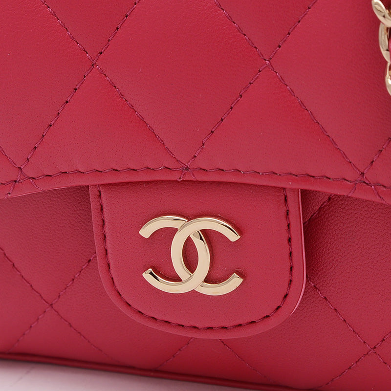 マトラッセ チェーンクラッチ ラムスキン ピンク シルバー金具 AP2682 ショルダーバッグ