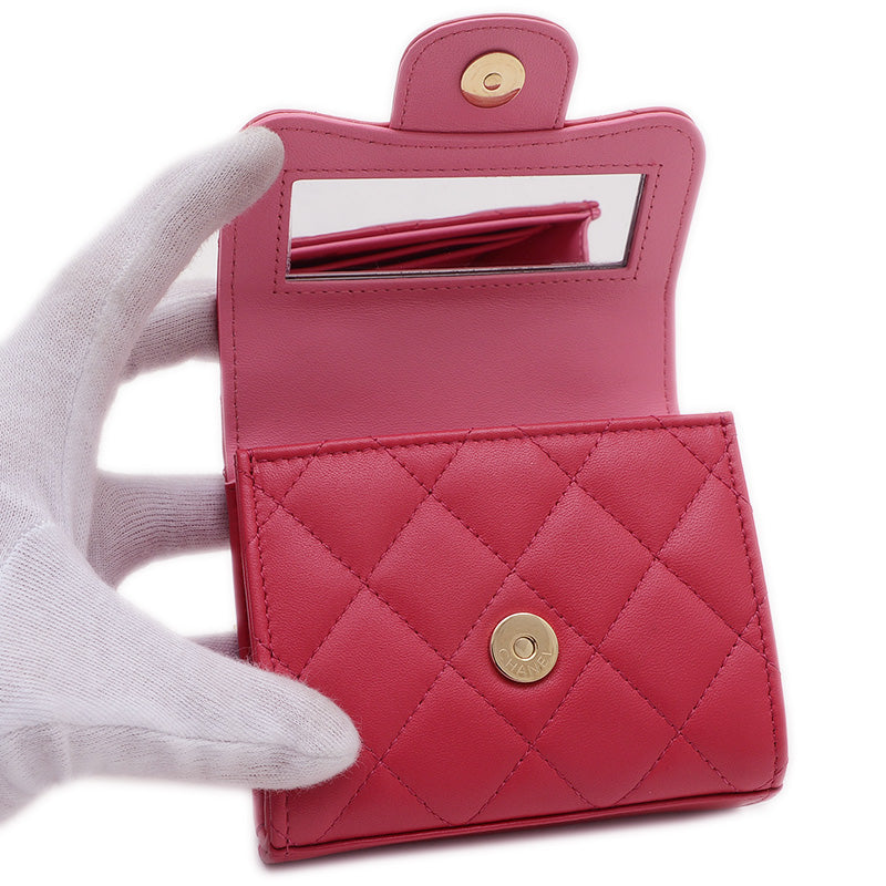 マトラッセ チェーンクラッチ ラムスキン ピンク シルバー金具 AP2682 ショルダーバッグ