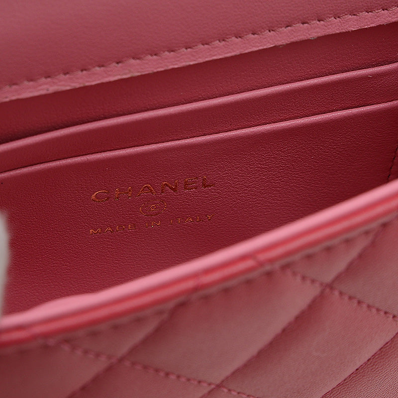 マトラッセ チェーンクラッチ ラムスキン ピンク シルバー金具 AP2682 ショルダーバッグ