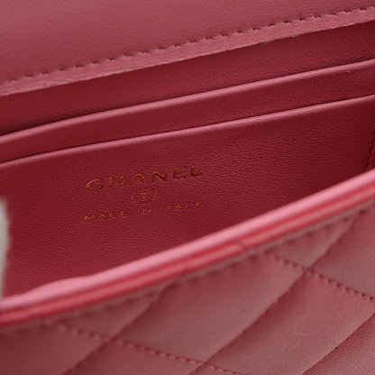 マトラッセ チェーンクラッチ ラムスキン ピンク シルバー金具 AP2682 ショルダーバッグ