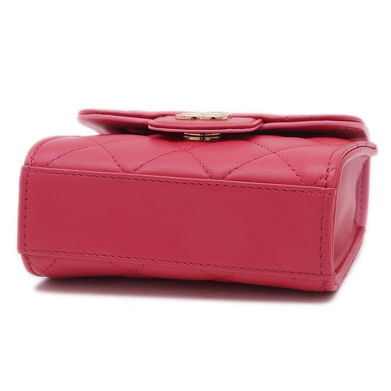 マトラッセ チェーンクラッチ ラムスキン ピンク シルバー金具 AP2682 ショルダーバッグ