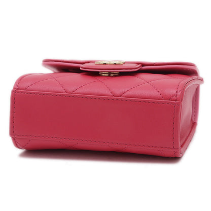 マトラッセ チェーンクラッチ ラムスキン ピンク シルバー金具 AP2682 ショルダーバッグ