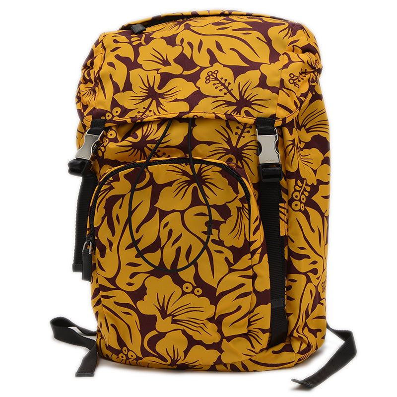 バックパック リュック ハイビスカス ナイロン イエロー/ワインレッド V135 リュック・デイパック