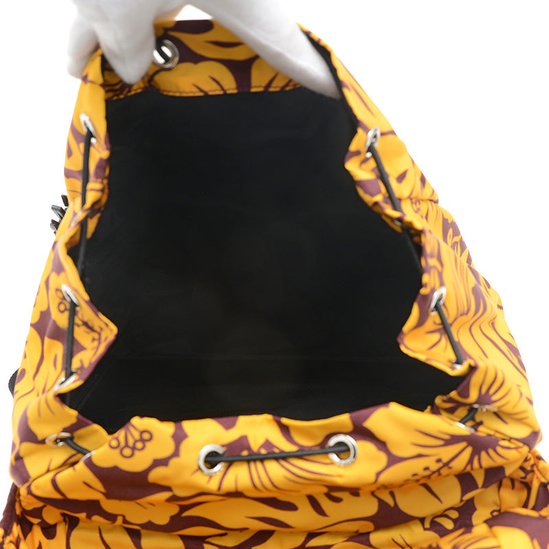 バックパック リュック ハイビスカス ナイロン イエロー/ワインレッド V135 リュック・デイパック