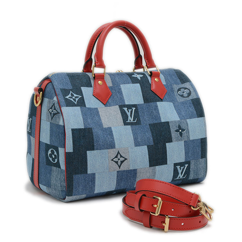 モノグラムデニム パッチワークス スピーディ バンドリエール30 2WAYバッグ M45041 ハンドバッグ