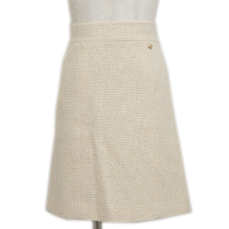スカート ツイード コットン混 アイボリー レディース 34サイズ スカート