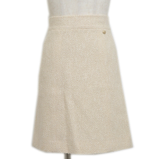 スカート ツイード コットン混 アイボリー レディース 34サイズ スカート