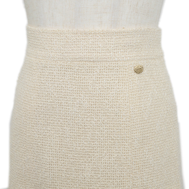 スカート ツイード コットン混 アイボリー レディース 34サイズ スカート