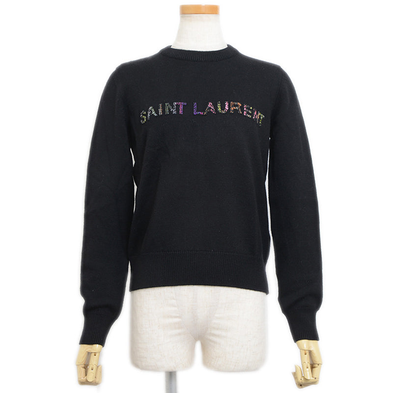 ニット ビーズロゴ ウール ブラック レディース XSサイズ ニット