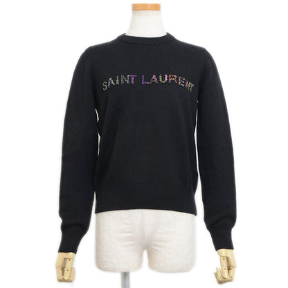 ニット ビーズロゴ ウール ブラック レディース XSサイズ ニット