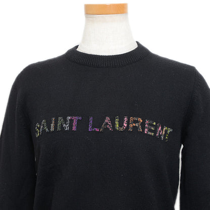 ニット ビーズロゴ ウール ブラック レディース XSサイズ ニット