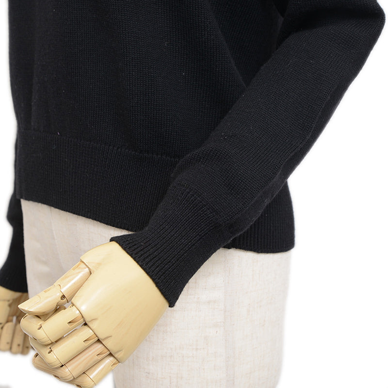 ニット ビーズロゴ ウール ブラック レディース XSサイズ ニット