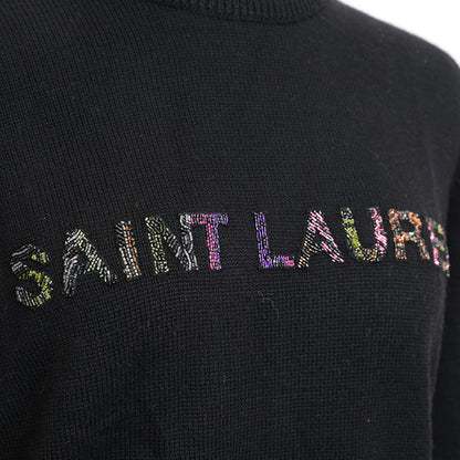 ニット ビーズロゴ ウール ブラック レディース XSサイズ ニット