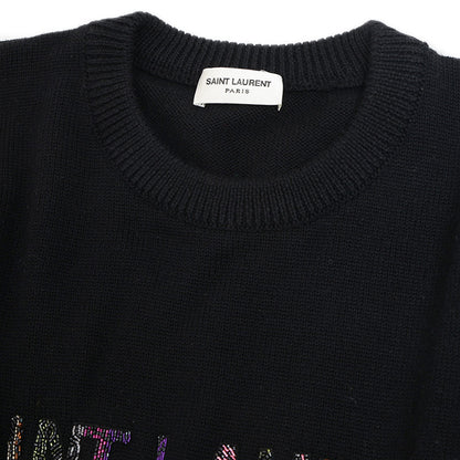 ニット ビーズロゴ ウール ブラック レディース XSサイズ ニット