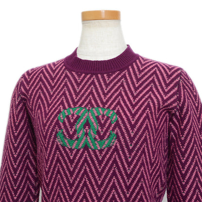 ニットワンピース ココマーク カシミヤ パープル レディース 34サイズ ワンピース