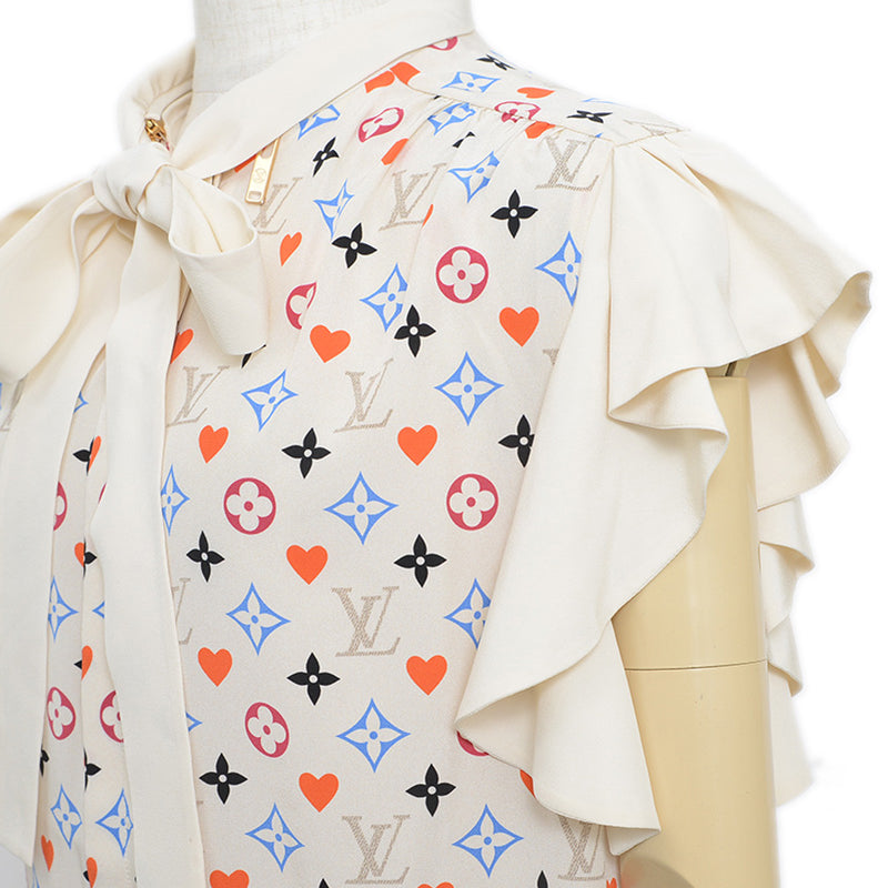 ゲームオン フリルボウタイ ブラウス シルク マルチカラー 34サイズ ブラウス