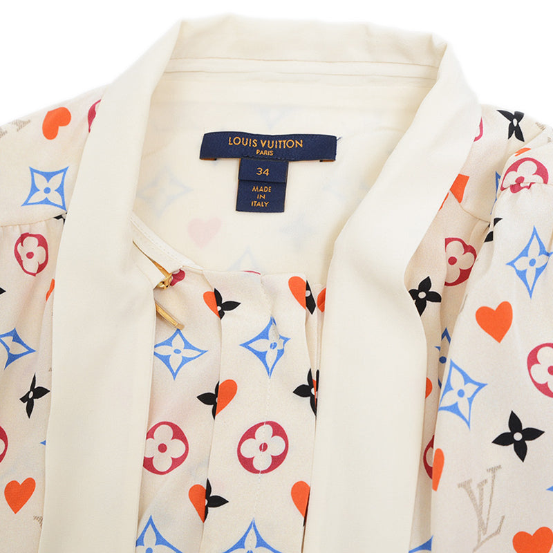 ゲームオン フリルボウタイ ブラウス シルク マルチカラー 34サイズ ブラウス